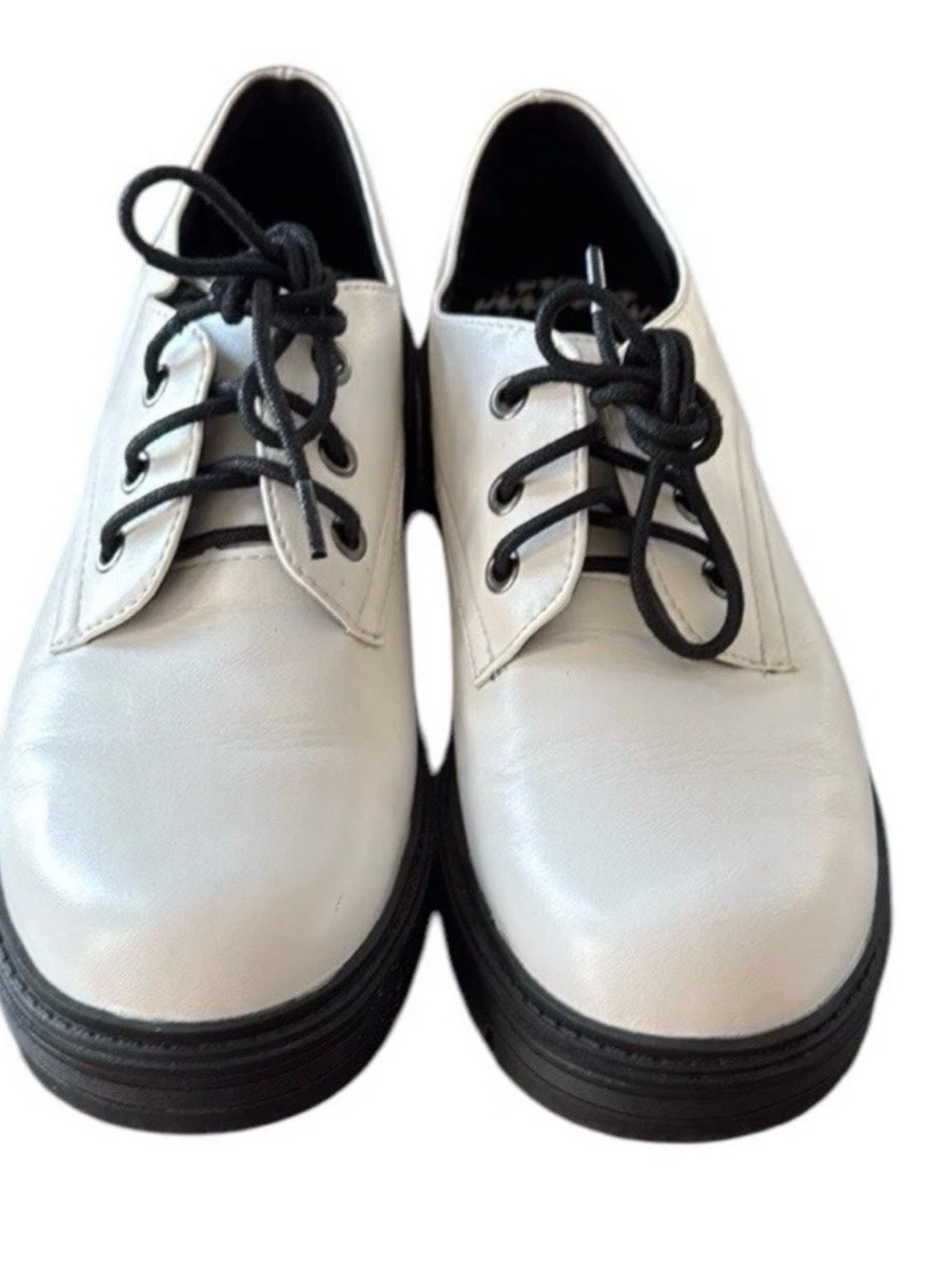 Seychelles White Faux Leather Lace-Up Platform Oxfords Size 7
